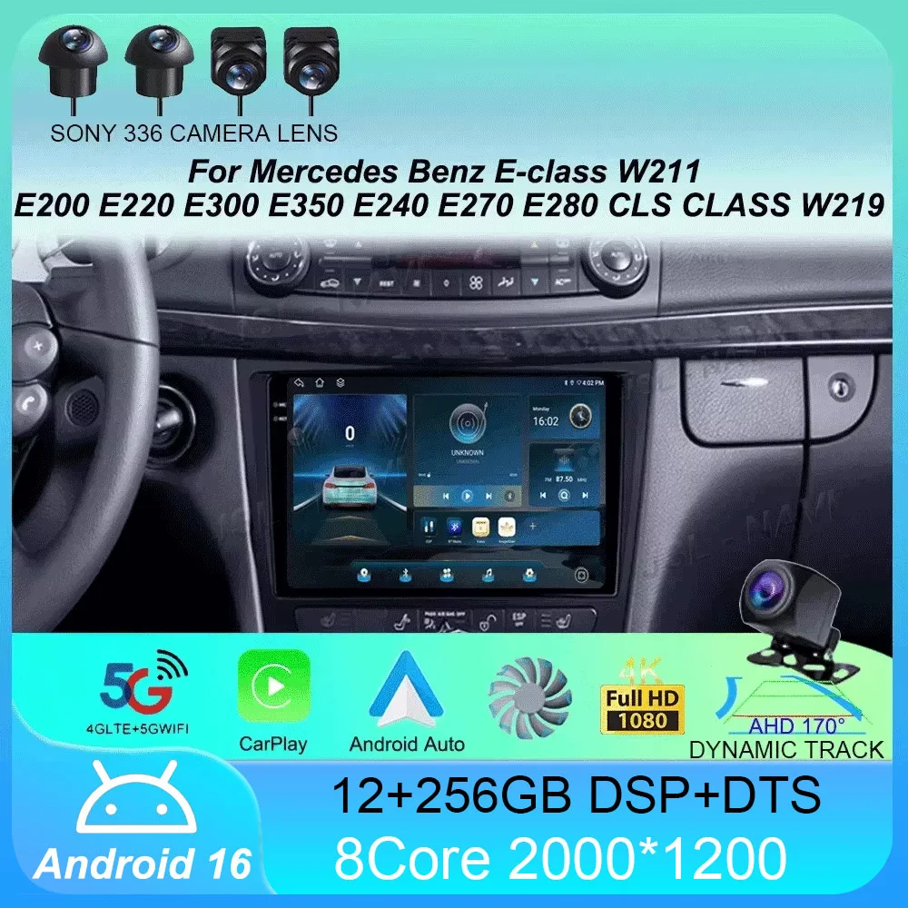 Android 16 Carplay Car For Mercedes Benz E-class W211 E200 E220 E300 E350 E240 E270 E280 CLS CLASS W219 2 Din Multimedia Stereo
Android 16 Carplay Car For Mercedes Benz E-class W211 E200 E220 E300 E350 E240 E270 E280 CLS CLASS W219 2 Din Multimedia Stereo