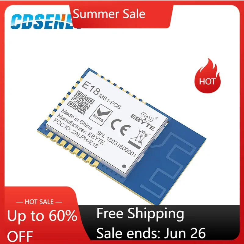 Zigbee 2.4GHz CC2530 Core Board SMD Wireless rf Module CDSENET E18-MS1-PCB SPI Transmitter Receiver with Shield PCB Antenna
Zigbee 2.4GHz CC2530 Core Board SMD Wireless rf Module CDSENET E18-MS1-PCB SPI Transmitter Receiver with Shield PCB Antenna