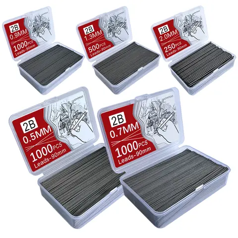 1000 Uds. Lápiz mecánico con núcleo de plomo 0,5 0,7 0,9 1,3 2,0mm recargas de lápices reemplazables de gran capacidad caja de regalo asequible para estudiantes