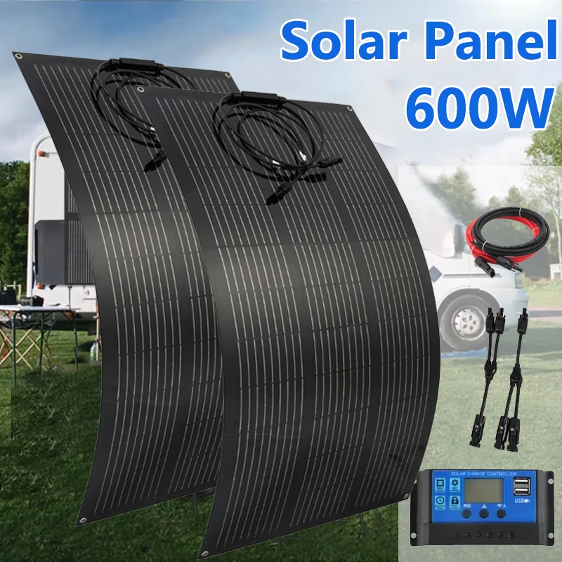 600W 300W Solar Panel Kit 18V Flexible Solar Cell 60A Controller Power Charger for Outdoor Camping Yacht Motorhome Car RV Boat
600W 300W Solar Panel Kit 18V Flexible Solar Cell 60A Controller Power Charger for Outdoor Camping Yacht Motorhome Car RV Boat