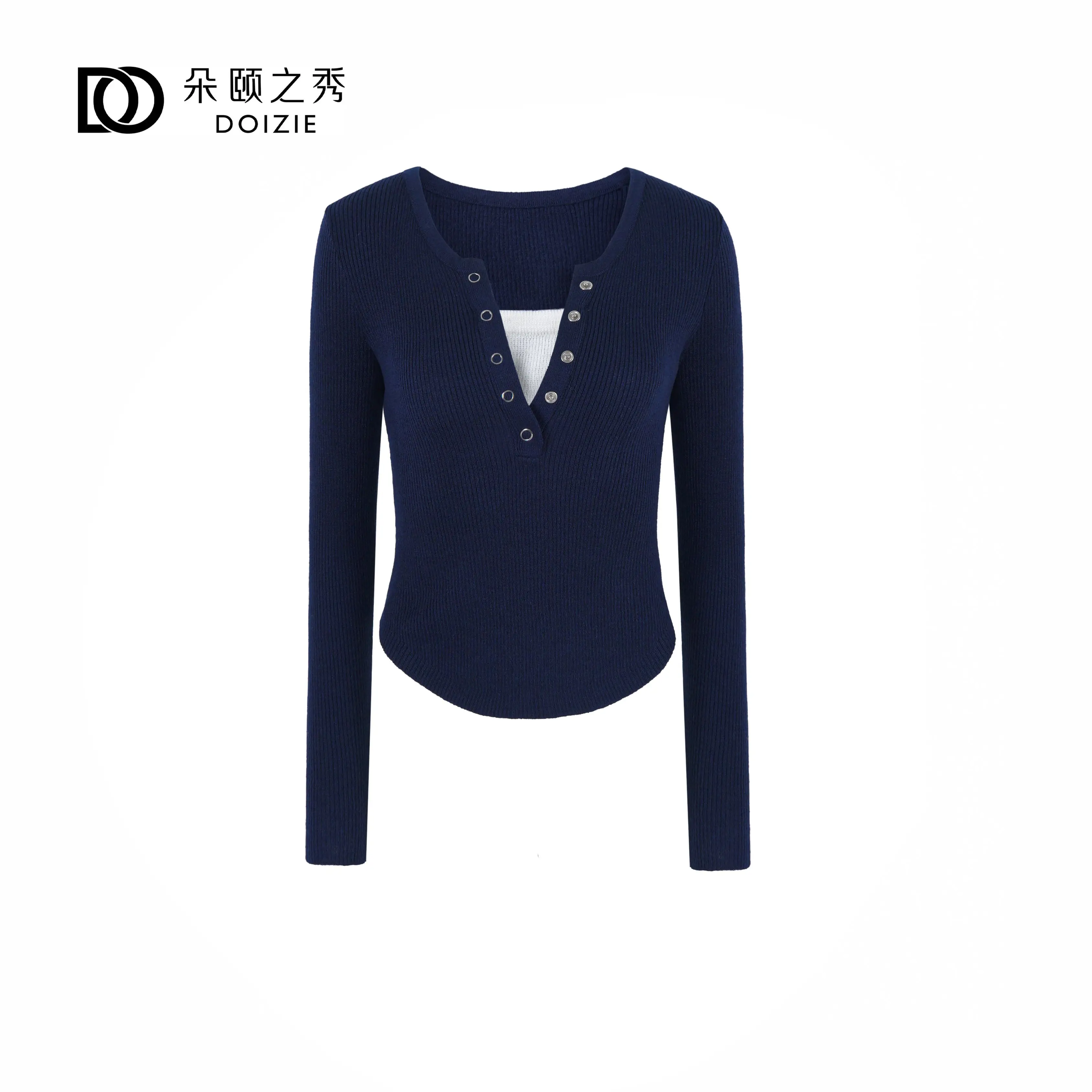 2024 Autumn New V-neck Button Stitching Contrast Color Long-sleeved Knit Sweater Women's Slim Fit Striped Top
2024 Autumn New V-neck Button Stitching Contrast Color Long-sleeved Knit Sweater Women's Slim Fit Striped Top