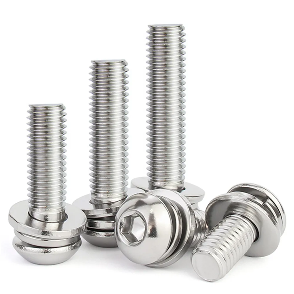 3in1 Inner Hexagon Bolt Gasket Spring Washer Flat Washer Combination Set 304 Stainless Steel Round Head Screw M2~M12
3in1 Inner Hexagon Bolt Gasket Spring Washer Flat Washer Combination Set 304 Stainless Steel Round Head Screw M2~M12