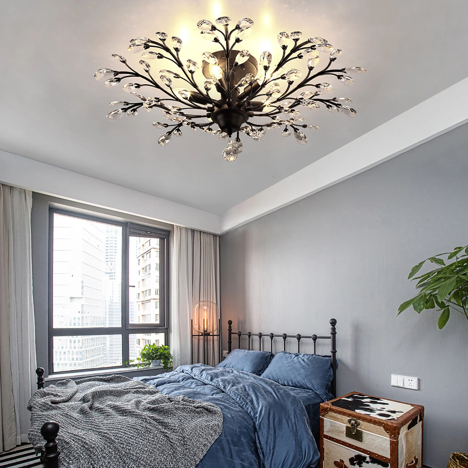 Vintage Crystal Chandelier Ceiling Light, 110V E12 Base LED Ceiling Lamp Fixture, Black Chandelier for Living Room Bedroom Porch
Vintage Crystal Chandelier Ceiling Light, 110V E12 Base LED Ceiling Lamp Fixture, Black Chandelier for Living Room Bedroom Porch