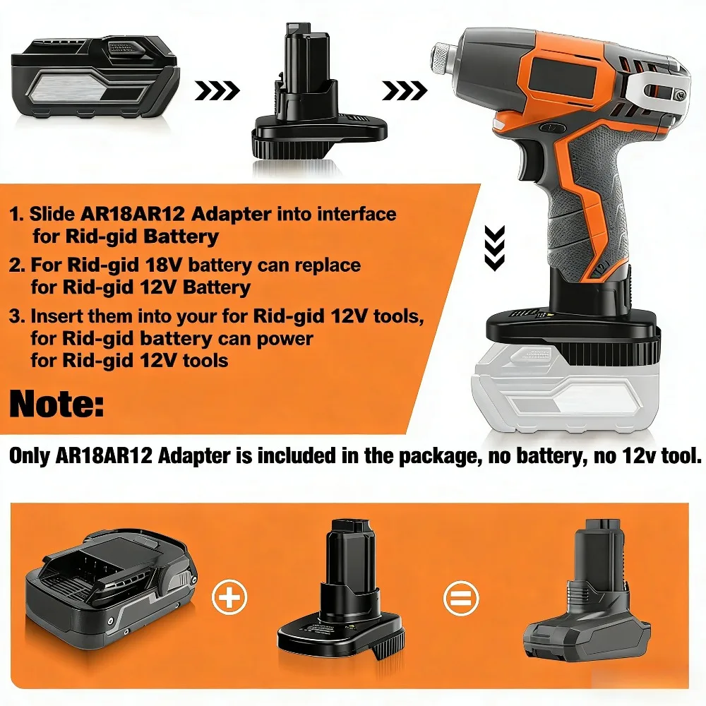 AR18AR12 Battery adapter for Ridgid for AEG 18V lithium Battery Convert to for Ridgid 12V Cordless Power Tools
AR18AR12 Battery adapter for Ridgid for AEG 18V lithium Battery Convert to for Ridgid 12V Cordless Power Tools
