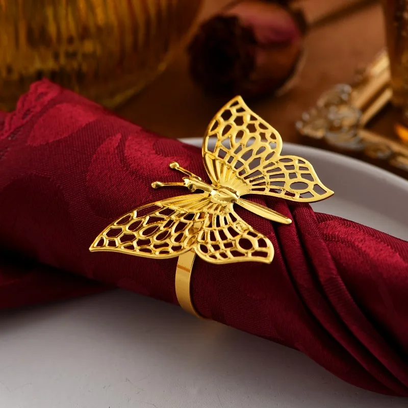 New product hollowed out butterfly napkin ring high-end light luxury style hotel table napkin buckle Western elegant decoration
New product hollowed out butterfly napkin ring high-end light luxury style hotel table napkin buckle Western elegant decoration