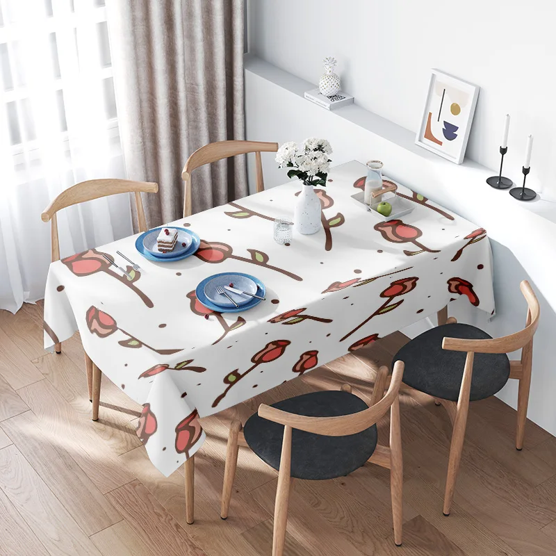 Modern Floral Tablecloth Set Beautiful Dining Decor with 4 Seat Covers for Home Party Supplies White and Red Design Made of Poly
Modern Floral Tablecloth Set Beautiful Dining Decor with 4 Seat Covers for Home Party Supplies White and Red Design Made of Poly