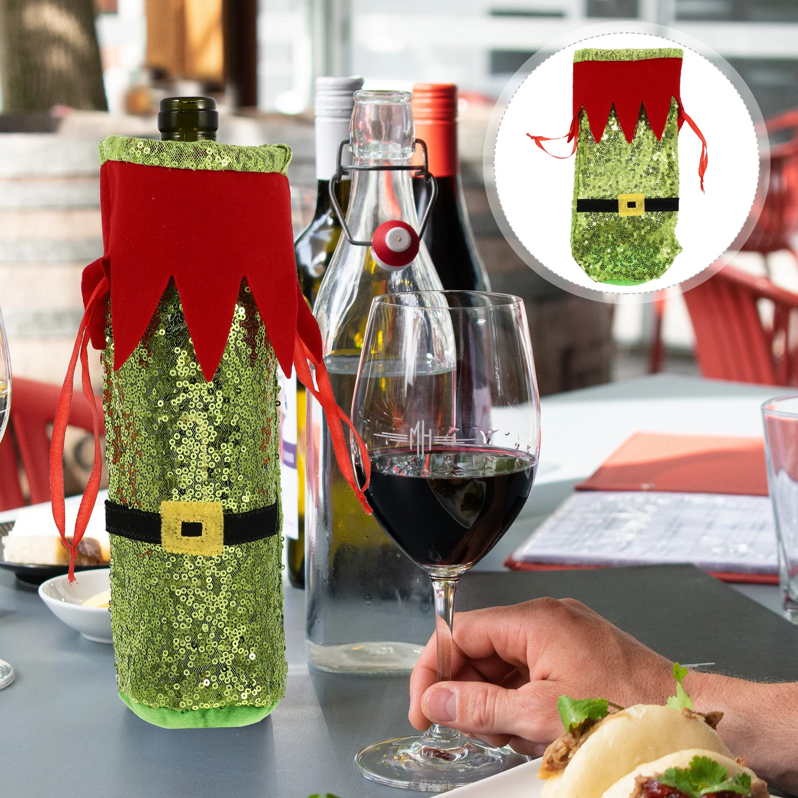 Creative Xmas Wine Bottle Cover Sequined Elf Decor Warm Party Atmosphere Xmas Bottle Cover Sequined Wine Decor
Creative Xmas Wine Bottle Cover Sequined Elf Decor Warm Party Atmosphere Xmas Bottle Cover Sequined Wine Decor