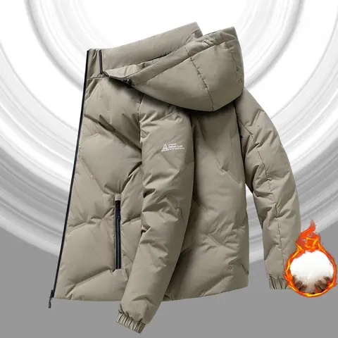 Chaqueta de plumón resistente al agua para exteriores, Parka de plumón de pato blanco cálido a prueba de viento para invierno, Parkas calentadas informales a la moda para hombre