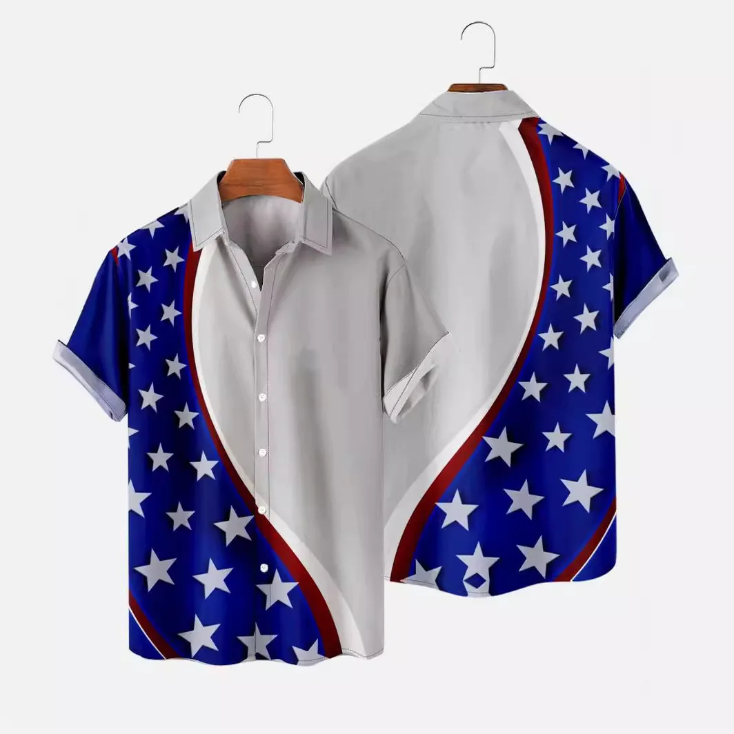 Casual Short-sleeve Shirt with US Flag Pattern Lapel Button Front Loose Fit for Daily Wear Comfortable Breathable
Casual Short-sleeve Shirt with US Flag Pattern Lapel Button Front Loose Fit for Daily Wear Comfortable Breathable