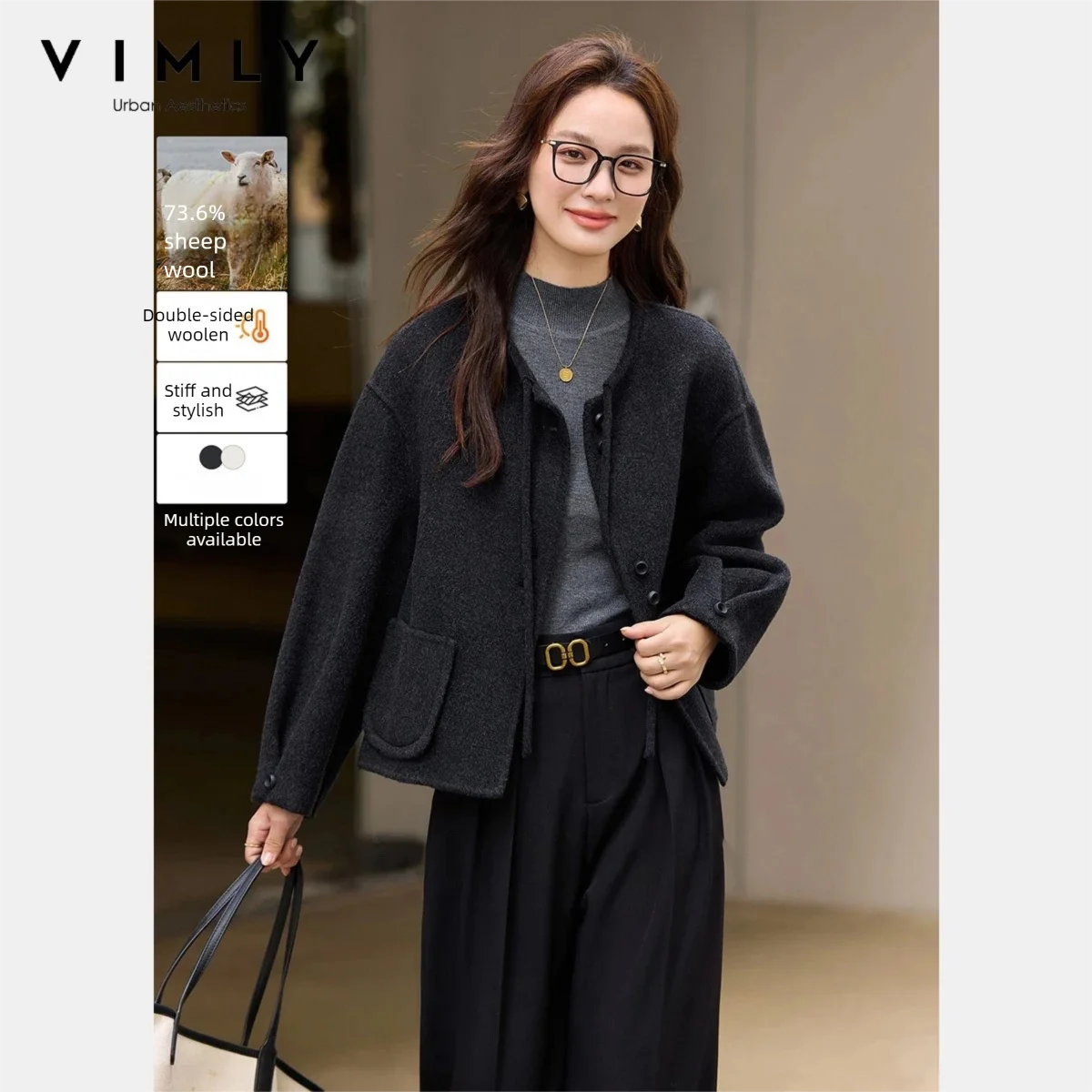 VIMLY Double-Faced Tweed Jacket 2025 Winter French Style Round Neck Lace Up Single Breasted Coats Fashion Women's Clothing 50870
VIMLY Double-Faced Tweed Jacket 2025 Winter French Style Round Neck Lace Up Single Breasted Coats Fashion Women's Clothing 50870
