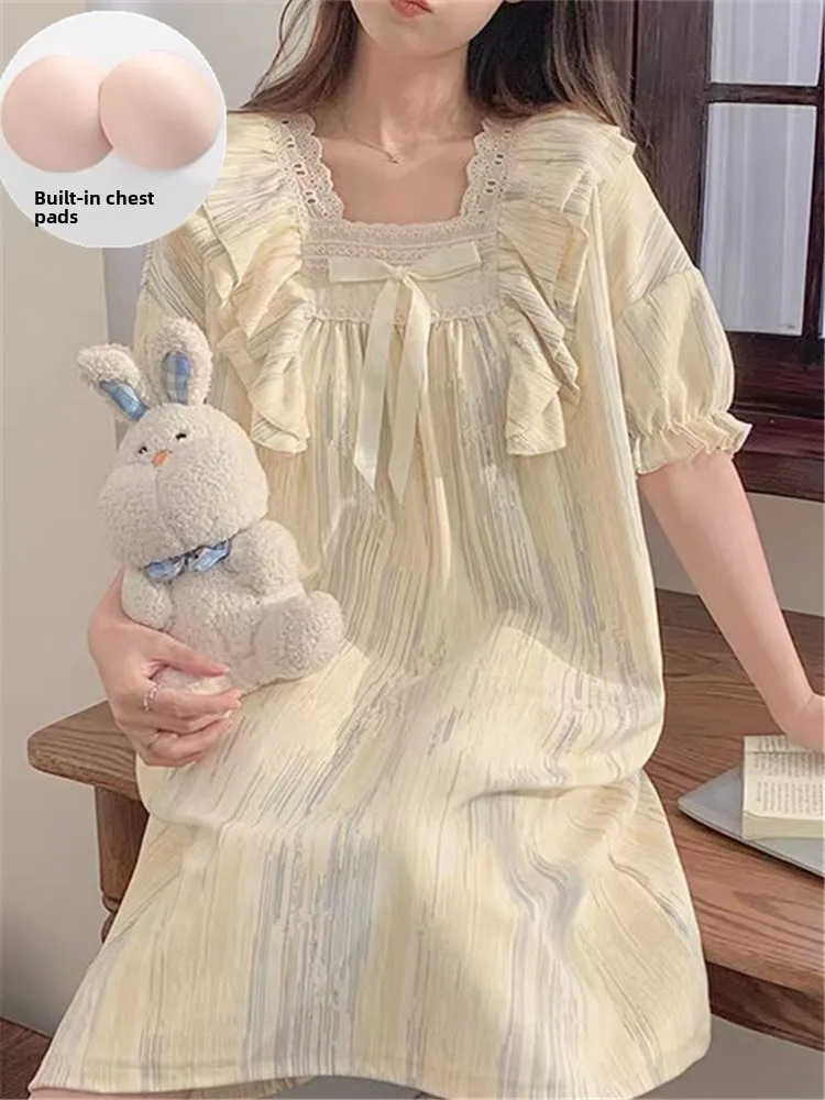 Summer New Sweet Princess Style Short Sleeve Sleepwear Women's Integrated Thin Maternity Nightgown Home Clothes
Summer New Sweet Princess Style Short Sleeve Sleepwear Women's Integrated Thin Maternity Nightgown Home Clothes