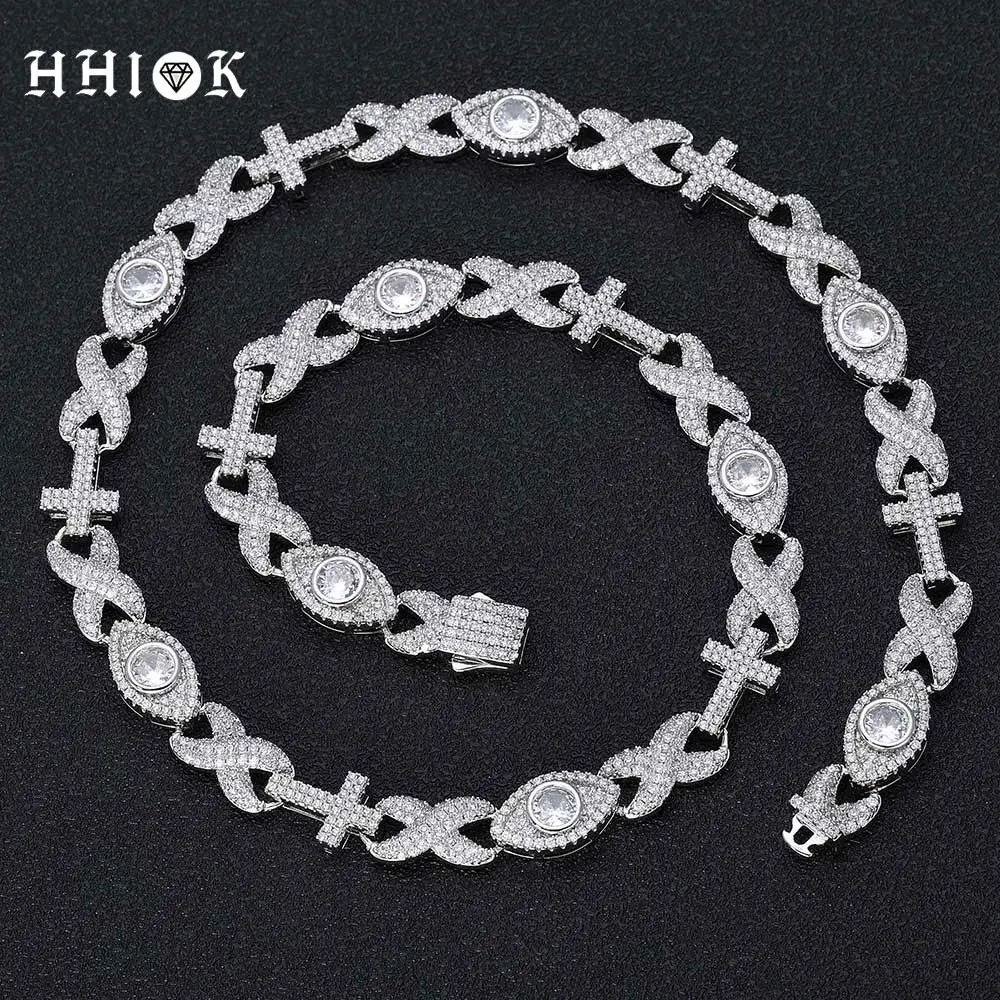 Hip Hop Fashion Luxury Cubic Zircon Infinity Cross Evil Eyes Necklace Sparking Solid Cross Cuban Link Chain Jewelry Women
Hip Hop Fashion Luxury Cubic Zircon Infinity Cross Evil Eyes Necklace Sparking Solid Cross Cuban Link Chain Jewelry Women