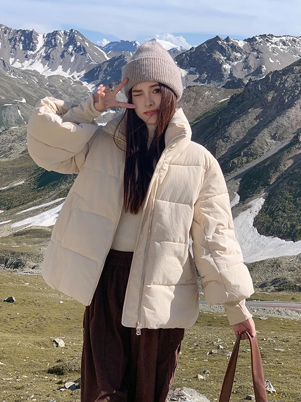 Корейская свободная вельветовая куртка-пуховик для женщин, зимняя модная верхняя одежда, пальто-«хлеб», с воротником-стойкой, длинными рукавами и молнией
Корейская свободная вельветовая куртка-пуховик для женщин, зимняя модная верхняя одежда, пальто-«хлеб», с воротником-стойкой, длинными рукавами и молнией