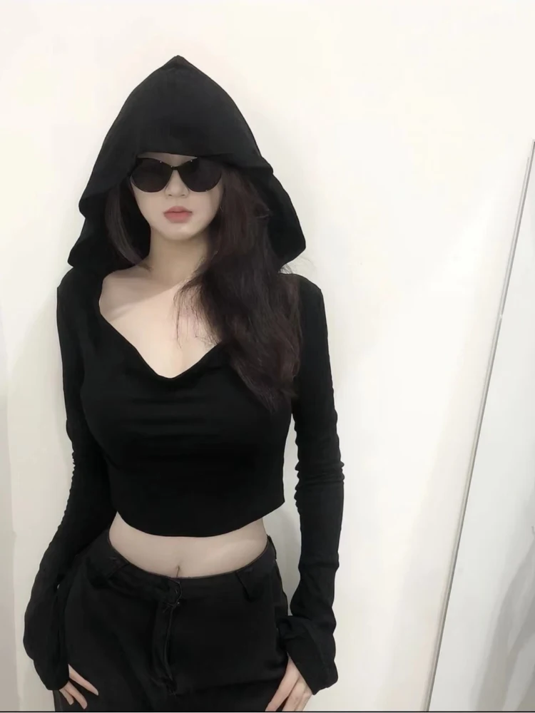 Black Waste Land Style Hooded Long Sleeve Women's Slim Fit T-Shirt Early Spring Pure Desire Spicy Girl Slimming Personality Top
Black Waste Land Style Hooded Long Sleeve Women's Slim Fit T-Shirt Early Spring Pure Desire Spicy Girl Slimming Personality Top
