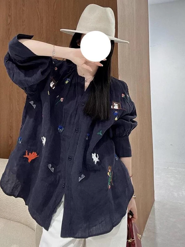 Trendy Anti-Uv Long Sleeve Shirt Women's Summer New Thin Cartoon Print Casual Commute Style Korean Version Straight Cut Shirt
Trendy Anti-Uv Long Sleeve Shirt Women's Summer New Thin Cartoon Print Casual Commute Style Korean Version Straight Cut Shirt