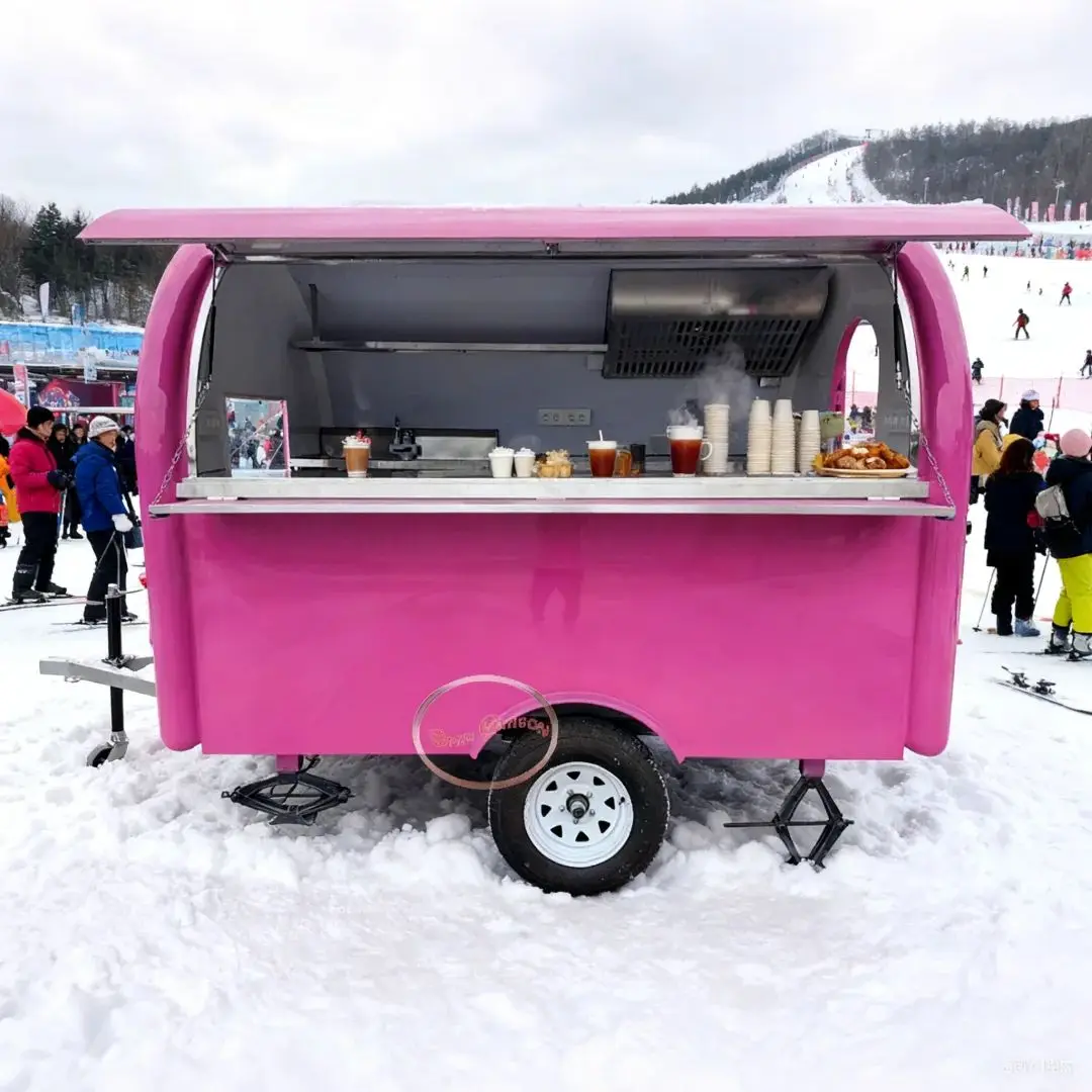 Pink Fiberglass Mobile Food Trailer Catering Concession Cart Kitchen for Street Vending Coffee Ice Cream BBQ
Pink Fiberglass Mobile Food Trailer Catering Concession Cart Kitchen for Street Vending Coffee Ice Cream BBQ