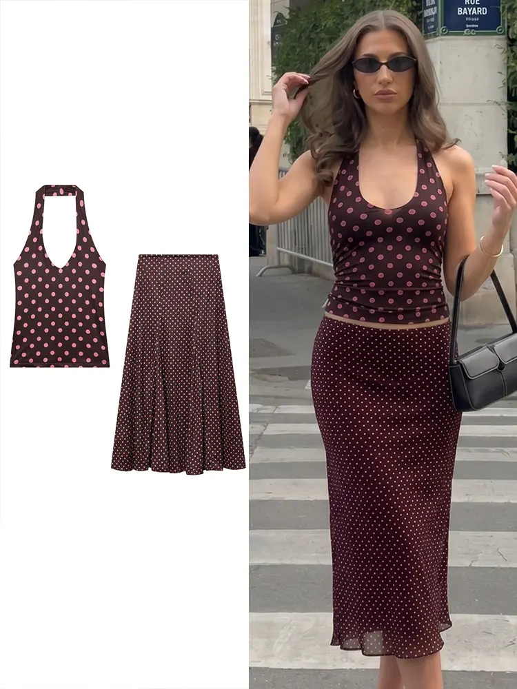 HH Elegant Polka Dot Halter Backless Top Midi Skirt Set For Womens Casual Office Workwear Business Weekend Vintage Party Outfit
HH Elegant Polka Dot Halter Backless Top Midi Skirt Set For Womens Casual Office Workwear Business Weekend Vintage Party Outfit
