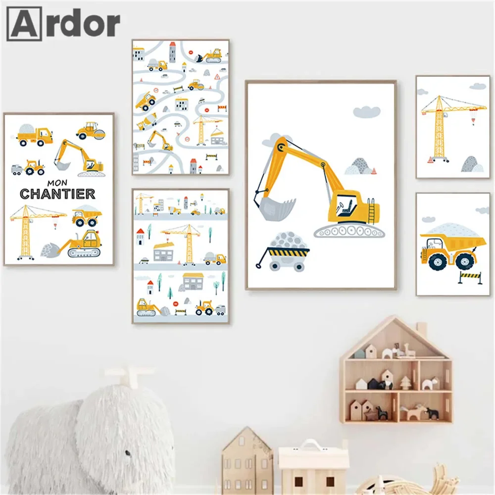 Cartoon Excavator Tractor Truck Painting Poster Crane Wall Art Canvas Painting Nursery Print Wall Pictures Kids Room Decoration
Cartoon Excavator Tractor Truck Painting Poster Crane Wall Art Canvas Painting Nursery Print Wall Pictures Kids Room Decoration
