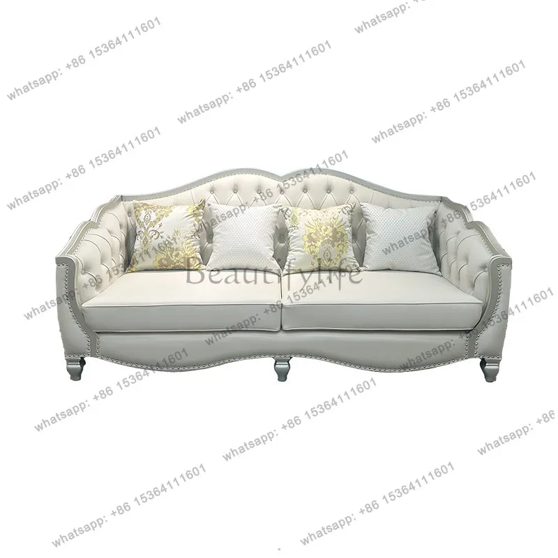 French light luxury sofa living room combination American leather solid wood European high-end champagne gold sofa
French light luxury sofa living room combination American leather solid wood European high-end champagne gold sofa