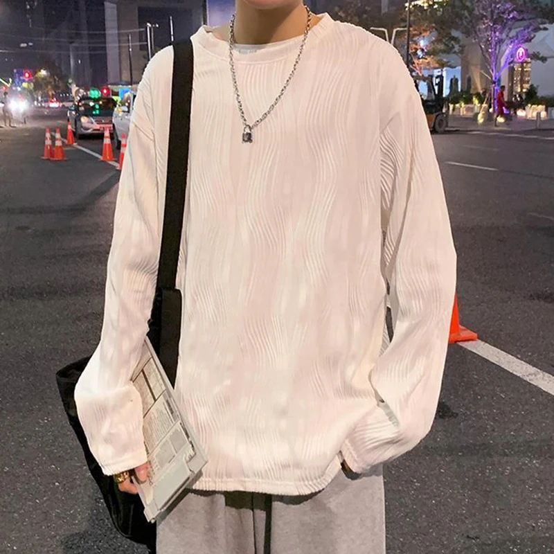 Fall Thin Shirred Print Long Sleeve Men Sweatshirts Fashion Harajuku High Street Oversized T Shirts Casual Clothing Black White
Fall Thin Shirred Print Long Sleeve Men Sweatshirts Fashion Harajuku High Street Oversized T Shirts Casual Clothing Black White