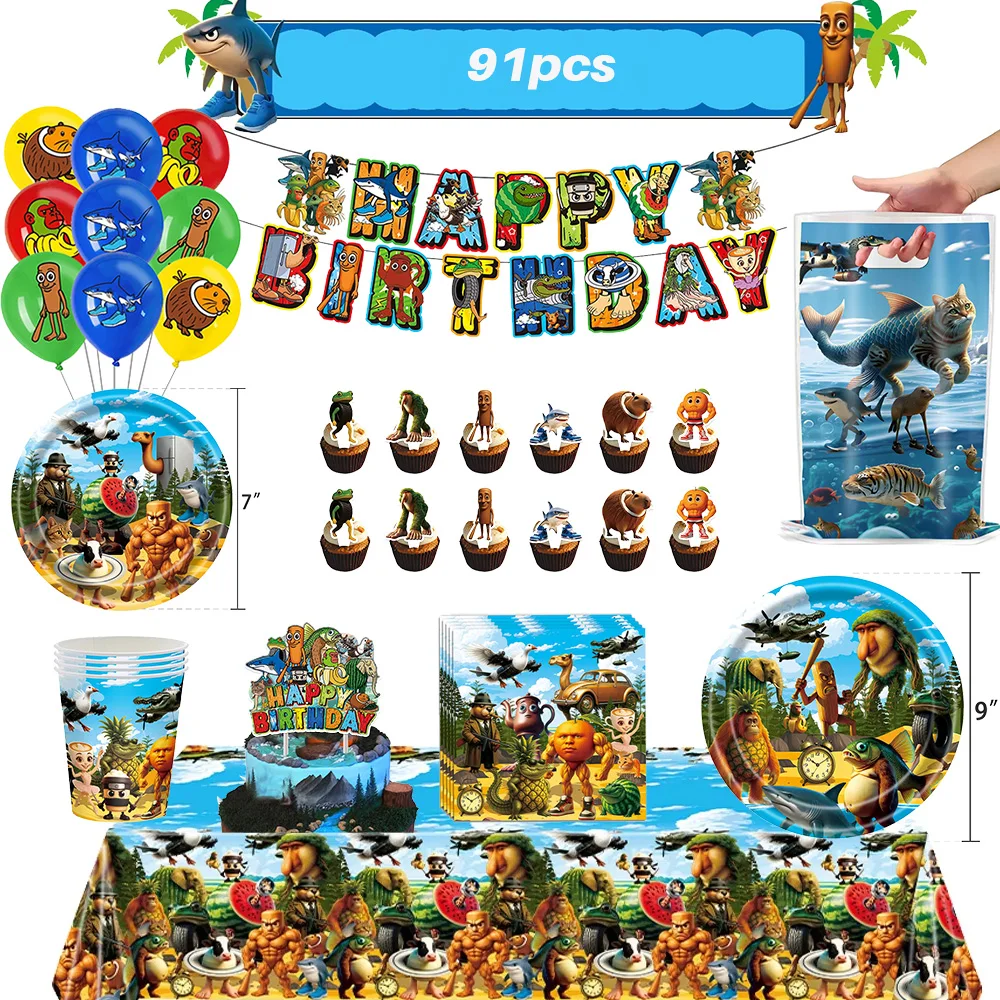 Cartoon Tralalero Tralala Lirili larlla Birthday Decoration Set Disposable Party Plates Gift Bag Banner Children Baby Shower
Cartoon Tralalero Tralala Lirili larlla Birthday Decoration Set Disposable Party Plates Gift Bag Banner Children Baby Shower