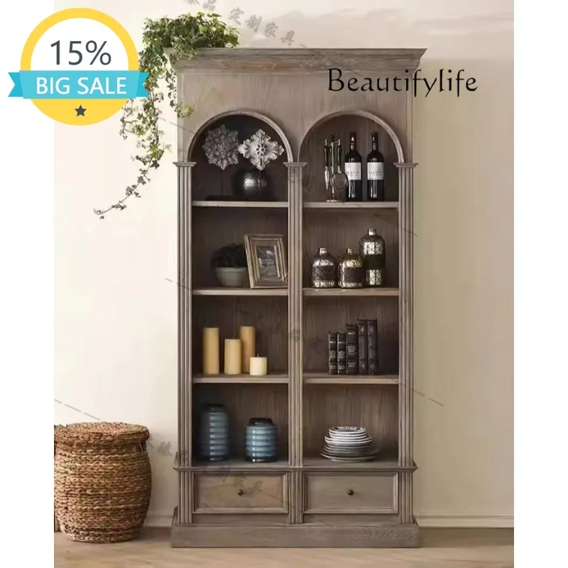 SS American Light Luxury Solid Wood Bookcase Modern Simple Living Room Old Locker French Retro Arched Decorative Cabinet
SS American Light Luxury Solid Wood Bookcase Modern Simple Living Room Old Locker French Retro Arched Decorative Cabinet