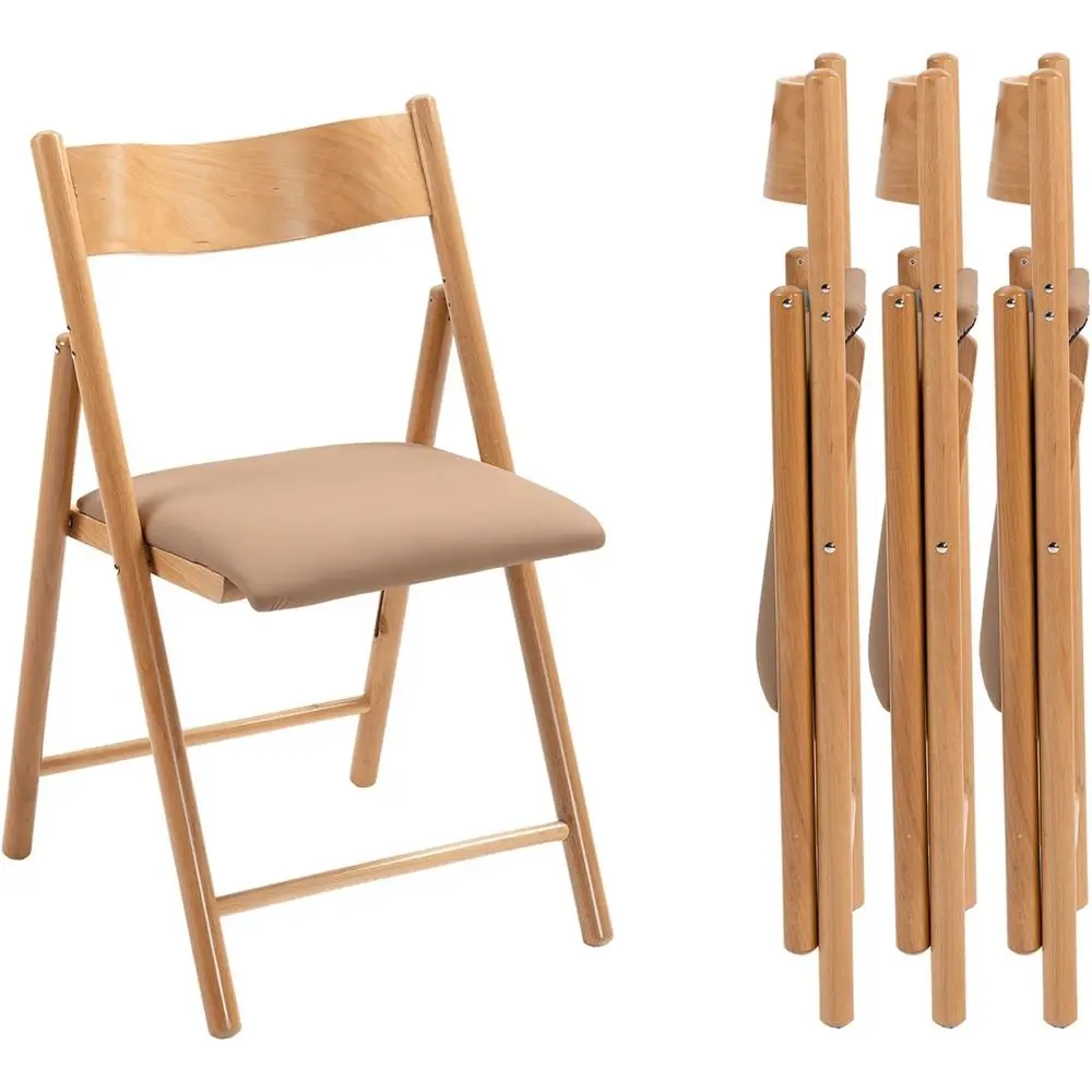 4-Pack Stackable Wooden Folding Dining Chairs with Leather Cushions, Portable for Kitchen, Office, Wedding, Picnic (Khaki)
4-Pack Stackable Wooden Folding Dining Chairs with Leather Cushions, Portable for Kitchen, Office, Wedding, Picnic (Khaki)