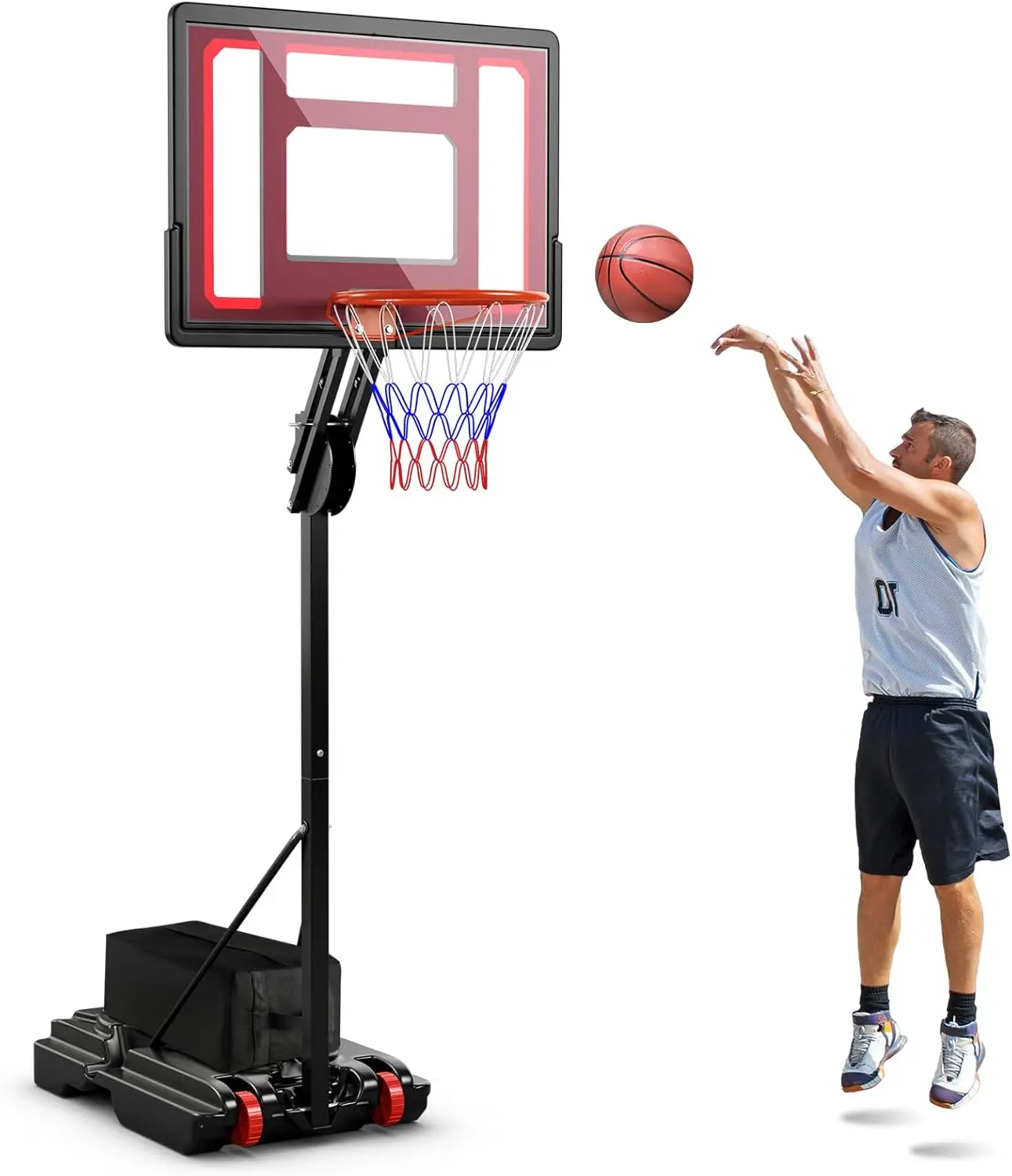 10 Ft Adjustable Basketball Hoop - 3.5 to 8.5 Ft Height, Portable with Wheels, Fillable Base, 32" Backboard for Kids Teens Adults
10 Ft Adjustable Basketball Hoop - 3.5 to 8.5 Ft Height, Portable with Wheels, Fillable Base, 32" Backboard for Kids Teens Adults