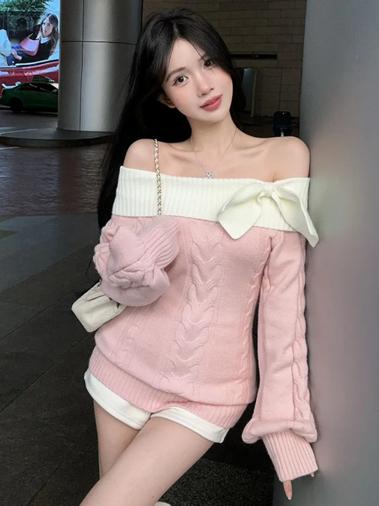 Pink Knitted Knot Shoulder Bared Lantern Sleeve Women's Autumn Winter Sweater Style Slim Fit Breathable S...
Pink Knitted Knot Shoulder Bared Lantern Sleeve Women's Autumn Winter Sweater Style Slim Fit Breathable S...