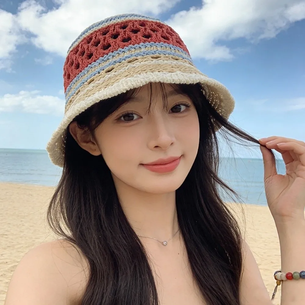 Popular Wide Brim Striped Bucket Hat Breathable Patchwork Beach Sun Hat Hollow Out Foldable Crochet Panama Hat Unisex
Popular Wide Brim Striped Bucket Hat Breathable Patchwork Beach Sun Hat Hollow Out Foldable Crochet Panama Hat Unisex
