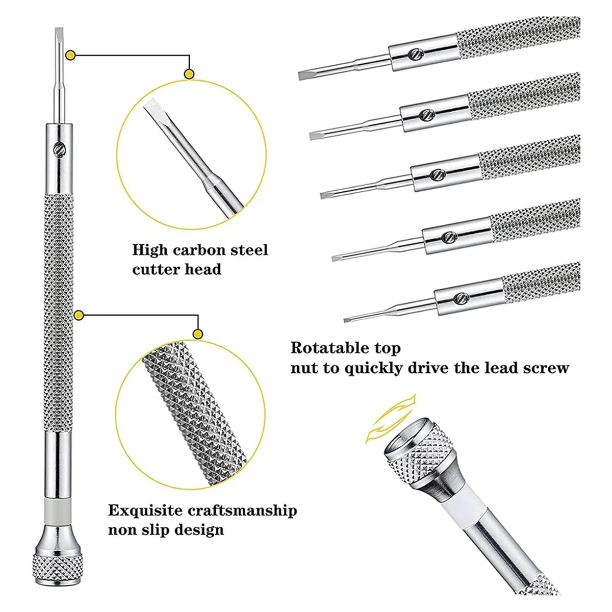 ELBA_Precision Screwdriver Set 0.6-2.0mm Metric Flat Head Screwdriver for Watch Eyeglasses Jewelry Work Electronics Repair
ELBA_Precision Screwdriver Set 0.6-2.0mm Metric Flat Head Screwdriver for Watch Eyeglasses Jewelry Work Electronics Repair