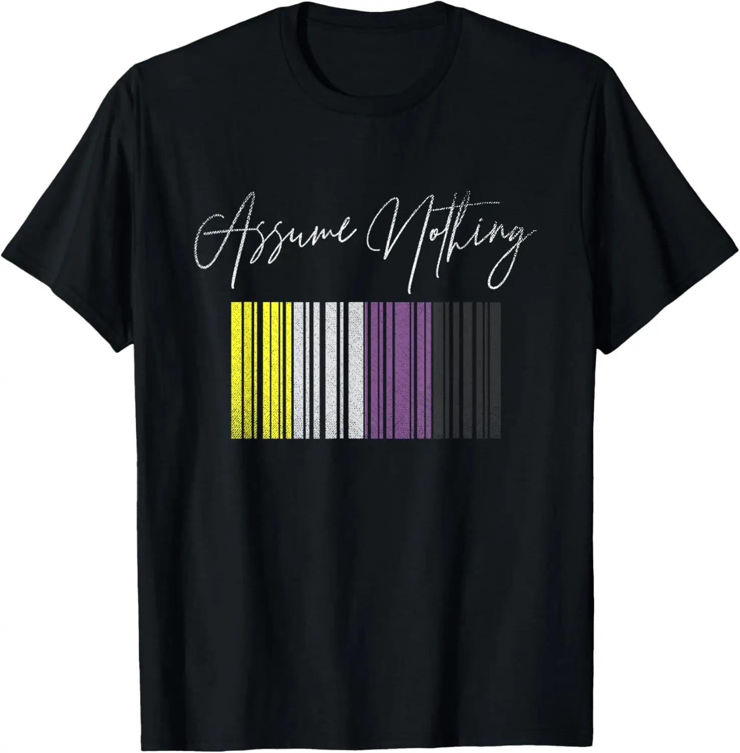 Assume Nothing Non Binary Pride Flag Genderfluid Non Binary T-Shirt,100% cotton
Assume Nothing Non Binary Pride Flag Genderfluid Non Binary T-Shirt,100% cotton