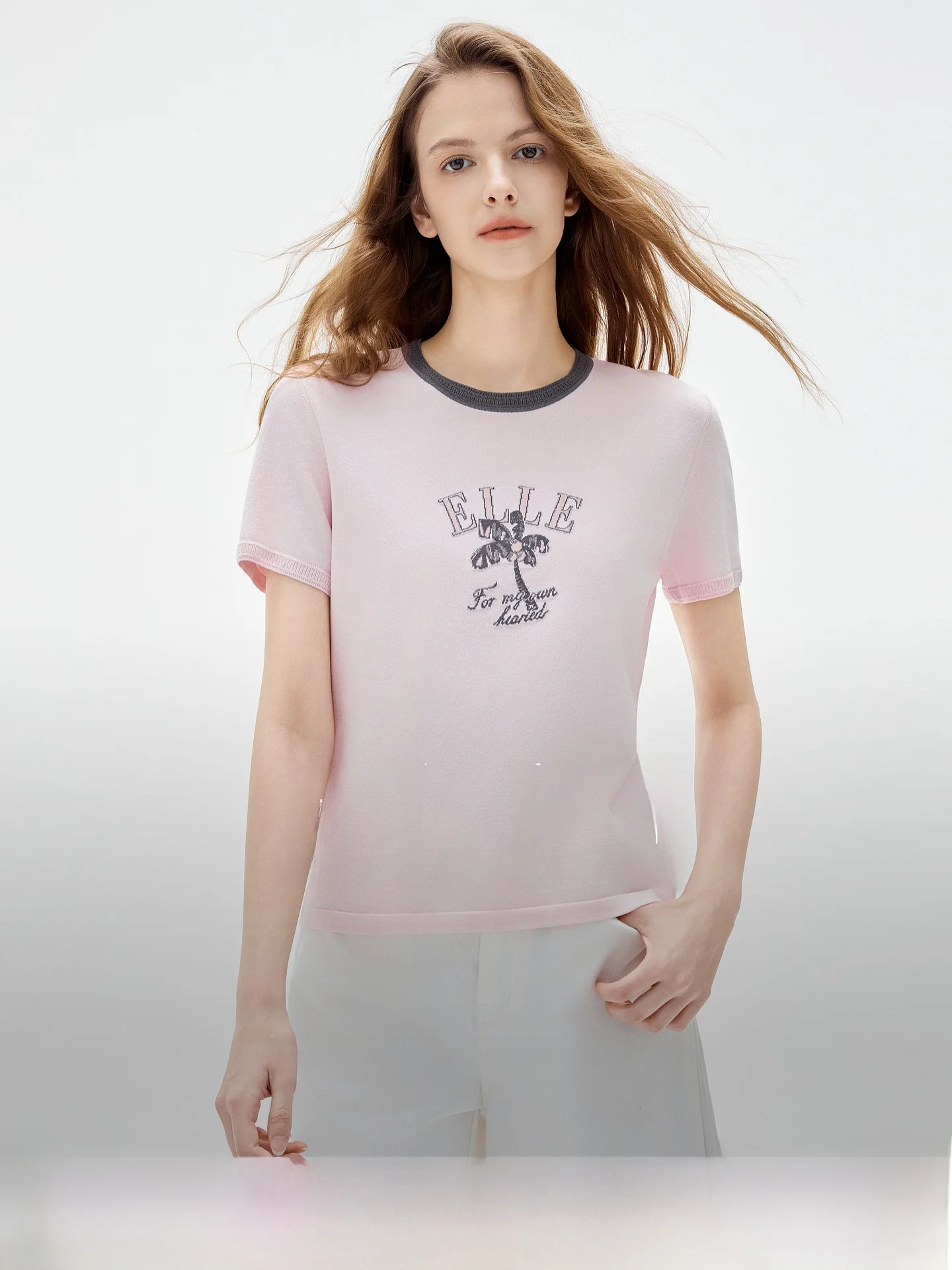 ELLE Fashionable Knitted Short Sleeve T-Shirt Women's Summer New Style Premium Feel Color Block Design Embroidery Top
ELLE Fashionable Knitted Short Sleeve T-Shirt Women's Summer New Style Premium Feel Color Block Design Embroidery Top