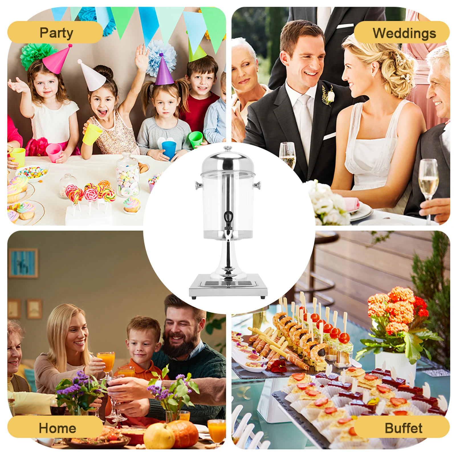 2.1/4.2 Gallon Commercial Hot Cold Juice Dispenser Stainless Steel Hot and Cold Beverage Dispenser for Banquet Restaurant
2.1/4.2 Gallon Commercial Hot Cold Juice Dispenser Stainless Steel Hot and Cold Beverage Dispenser for Banquet Restaurant