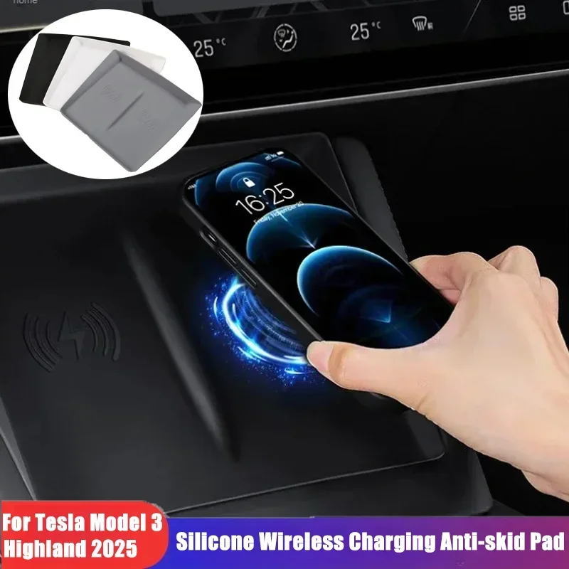 For Tesla Model 3 Highland 2023-2025 Central Control Silicone Wireless Charging Pad Anti-skid Pad Auto Interior Accessories
For Tesla Model 3 Highland 2023-2025 Central Control Silicone Wireless Charging Pad Anti-skid Pad Auto Interior Accessories