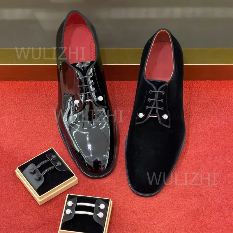 Suede Patent Leather Pure Black Loafers Men Suitable Weddings Evening Events Silver Beaded Oxford Matte Lace Up Red Casual Shoes
Suede Patent Leather Pure Black Loafers Men Suitable Weddings Evening Events Silver Beaded Oxford Matte Lace Up Red Casual Shoes