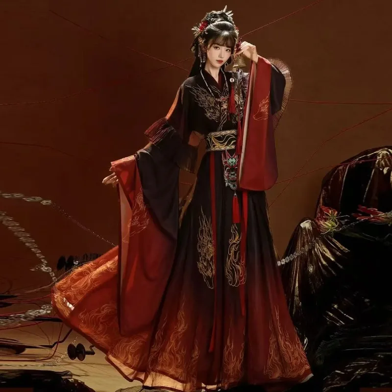 Heavy Industry Hanfu Men Women Traditional Chinese Embroidery Clothes Black Red Flame Stage Costume Festive Han Suits
Heavy Industry Hanfu Men Women Traditional Chinese Embroidery Clothes Black Red Flame Stage Costume Festive Han Suits