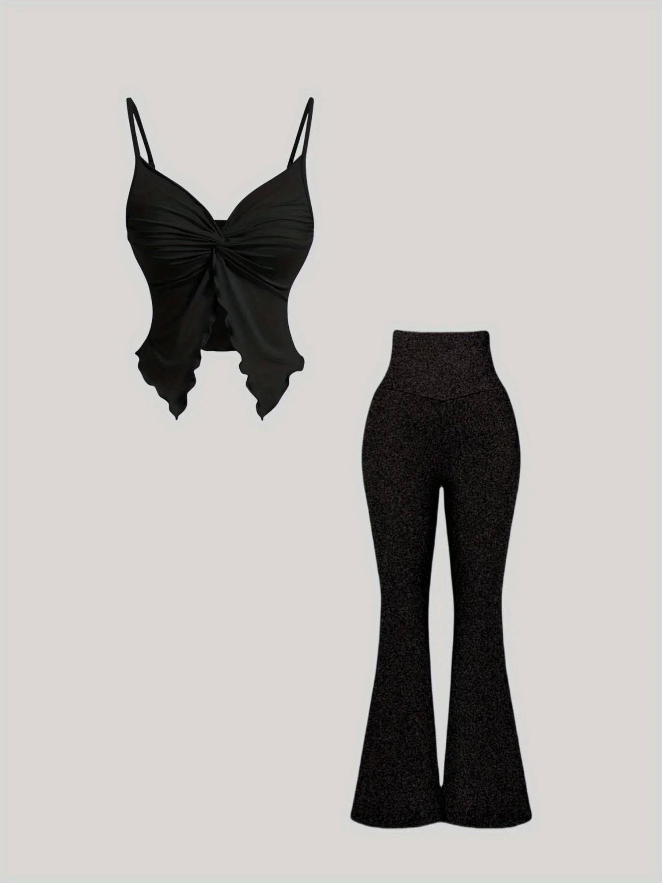 Новый женский однотонный комплект на подтяжках с v-образным вырезом, весенне-летний и осенний повседневный топ с короткими рукавами и расклешенные брюки
Новый женский однотонный комплект на подтяжках с v-образным вырезом, весенне-летний и осенний повседневный топ с короткими рукавами и расклешенные брюки