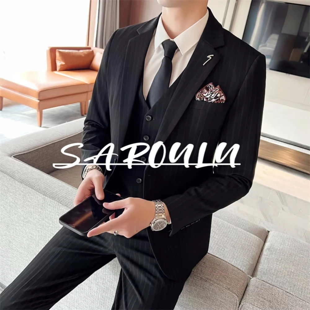 Blazer Vest Pants Business Men's Suit Set Mature Striped Slim Tuxedo 2026 Celebrity Dancing Outfit Delicate In Stock Groom Wear
Blazer Vest Pants Business Men's Suit Set Mature Striped Slim Tuxedo 2026 Celebrity Dancing Outfit Delicate In Stock Groom Wear