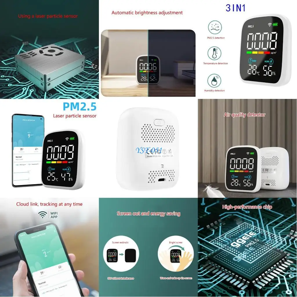 E15A Air Detector Temperature Humidity Meter PM2.5 Air Quality Detector for Household
E15A Air Detector Temperature Humidity Meter PM2.5 Air Quality Detector for Household