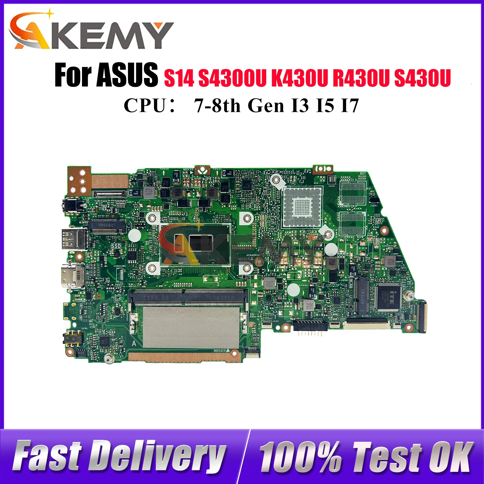 X430UN Материнская плата для ноутбука ASUS VivoBook S4300U V430U R430U S430U S14 X430U X430UN K430U X430UA Материнская плата с процессором I3 I5 I7
X430UN Материнская плата для ноутбука ASUS VivoBook S4300U V430U R430U S430U S14 X430U X430UN K430U X430UA Материнская плата с процессором I3 I5 I7