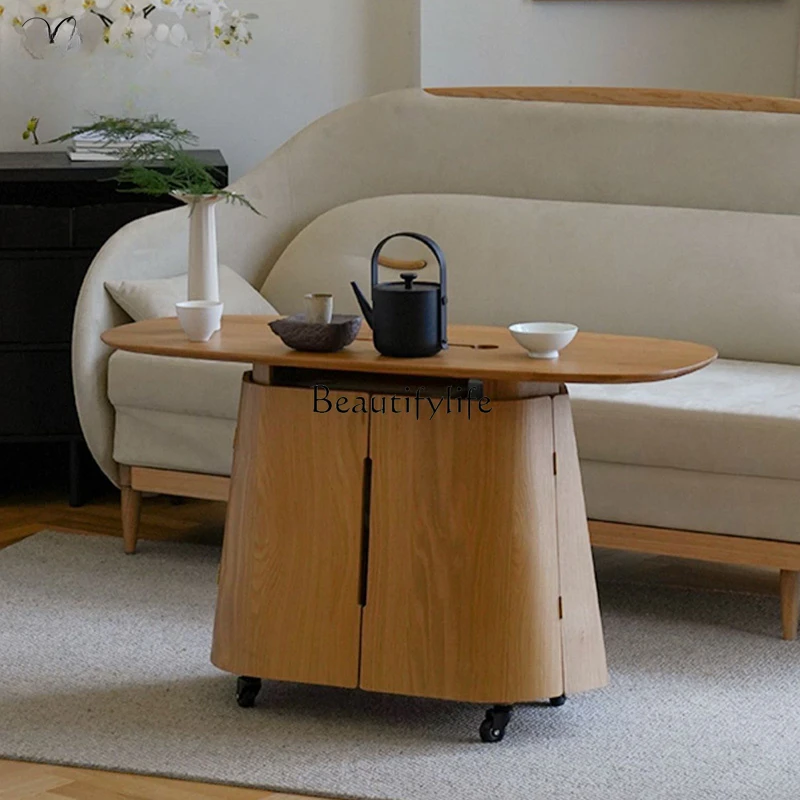 Nordic simple modern small apartment movable living room household solid wood tea table
Nordic simple modern small apartment movable living room household solid wood tea table