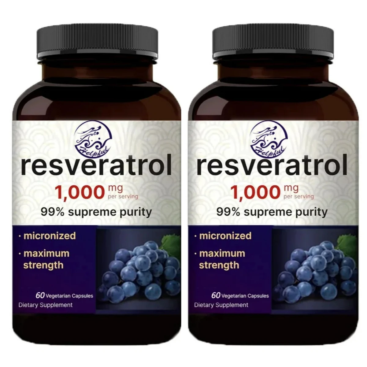 99% pure trans resveratrol 60 capsules, antioxidant, healthy aging, brain and heart support - non genetically modified
99% pure trans resveratrol 60 capsules, antioxidant, healthy aging, brain and heart support - non genetically modified