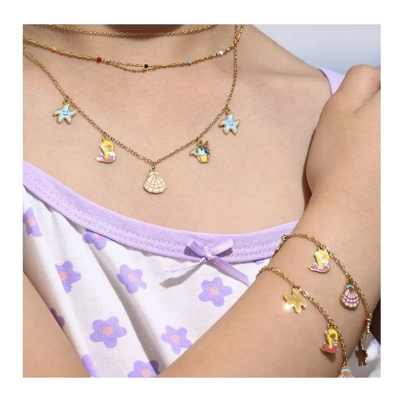 Seattle Dripping Oil Cartoon Shell Starfish Mermaid Multi-accessories Children's Jewelry Set Fashionable Summer New Products
Seattle Dripping Oil Cartoon Shell Starfish Mermaid Multi-accessories Children's Jewelry Set Fashionable Summer New Products
