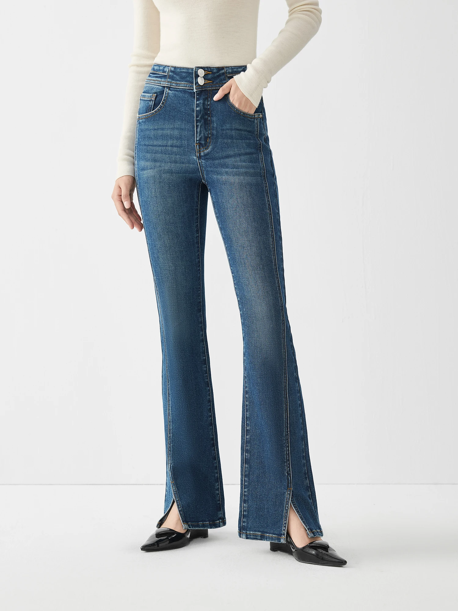FSLE 69.4% Cotton High Waist Flared Pants for Women 2024 Winter New Design Style Split Versatile Jeans Chic Trouser 24FS14496
FSLE 69.4% Cotton High Waist Flared Pants for Women 2024 Winter New Design Style Split Versatile Jeans Chic Trouser 24FS14496