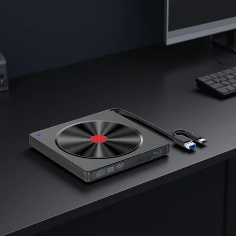 Unidade Blu-ray externa, leitor USB 3.0 e Type-C BD, gravador de DVD/CD – reprodutor Blu-ray portátil para laptop, Windows/Linux/Mac OS