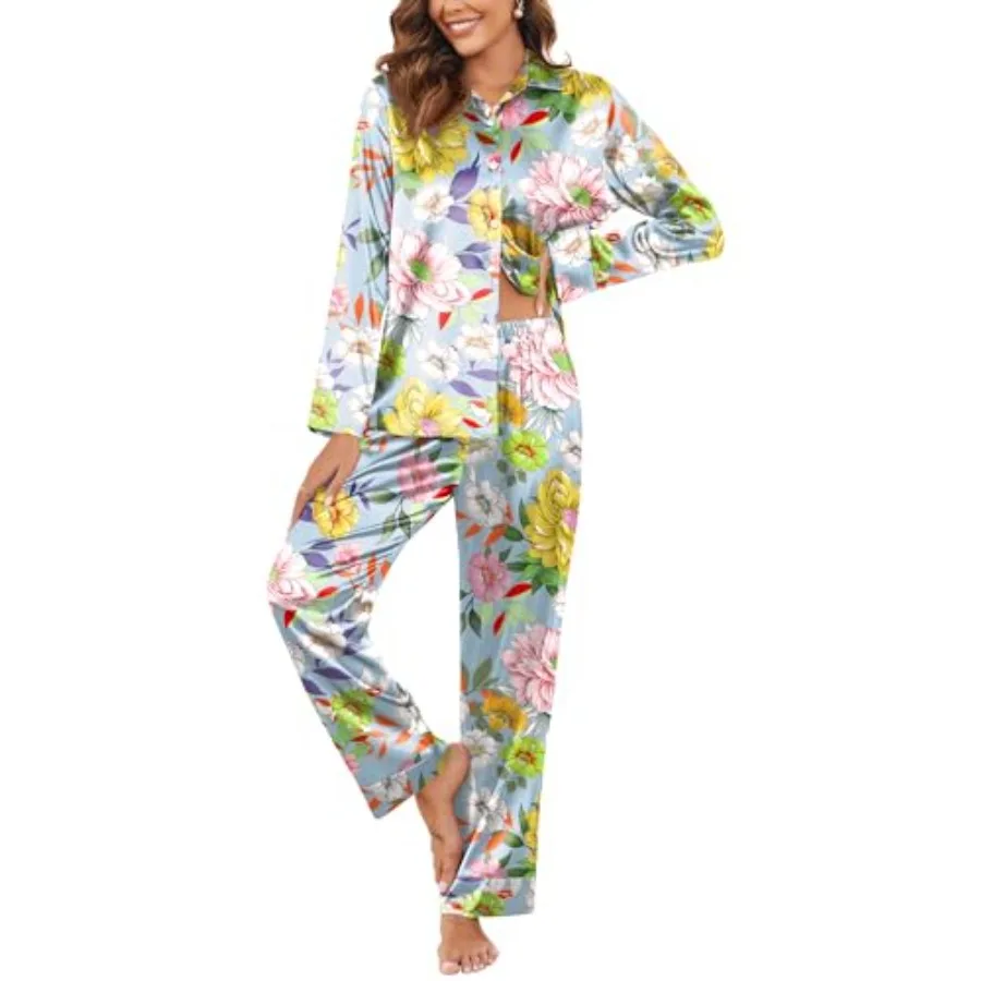 Women Satin Silk Pajamas Classic Long Sleeve Button Down Pjs Set Soft Loungewear
Women Satin Silk Pajamas Classic Long Sleeve Button Down Pjs Set Soft Loungewear