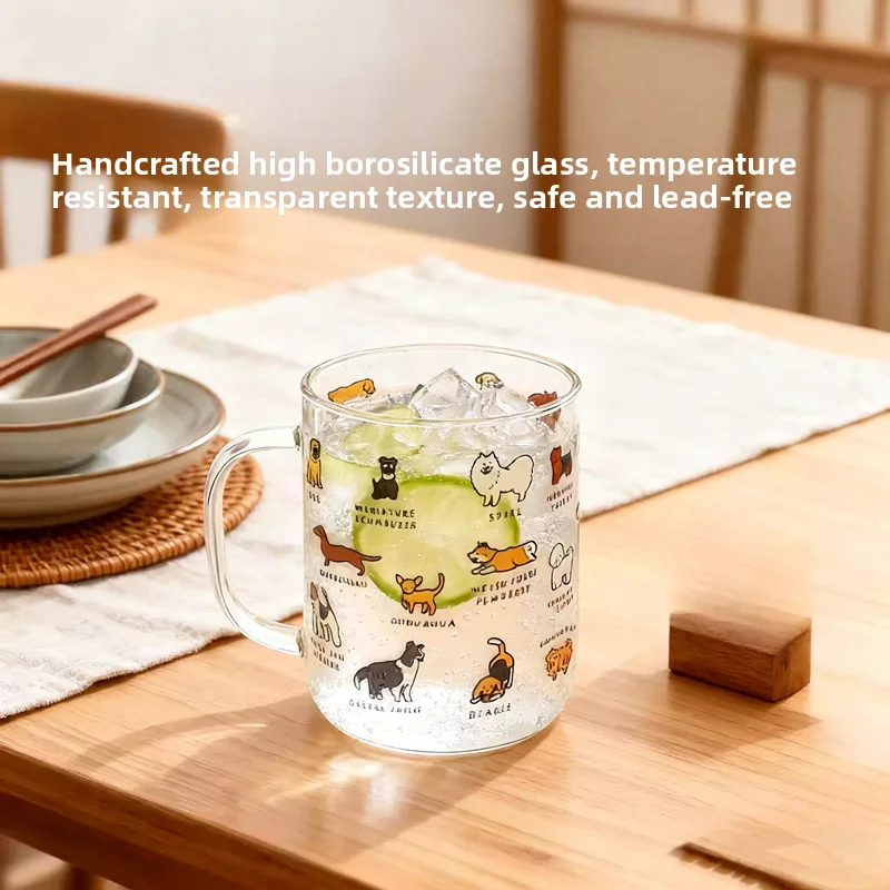 Heat Resistant High Borosilie Glass Cup Handmade And Dog Illustration Ladies Coffee Juice Milk Cup round Handle Korean...
Heat Resistant High Borosilie Glass Cup Handmade And Dog Illustration Ladies Coffee Juice Milk Cup round Handle Korean...