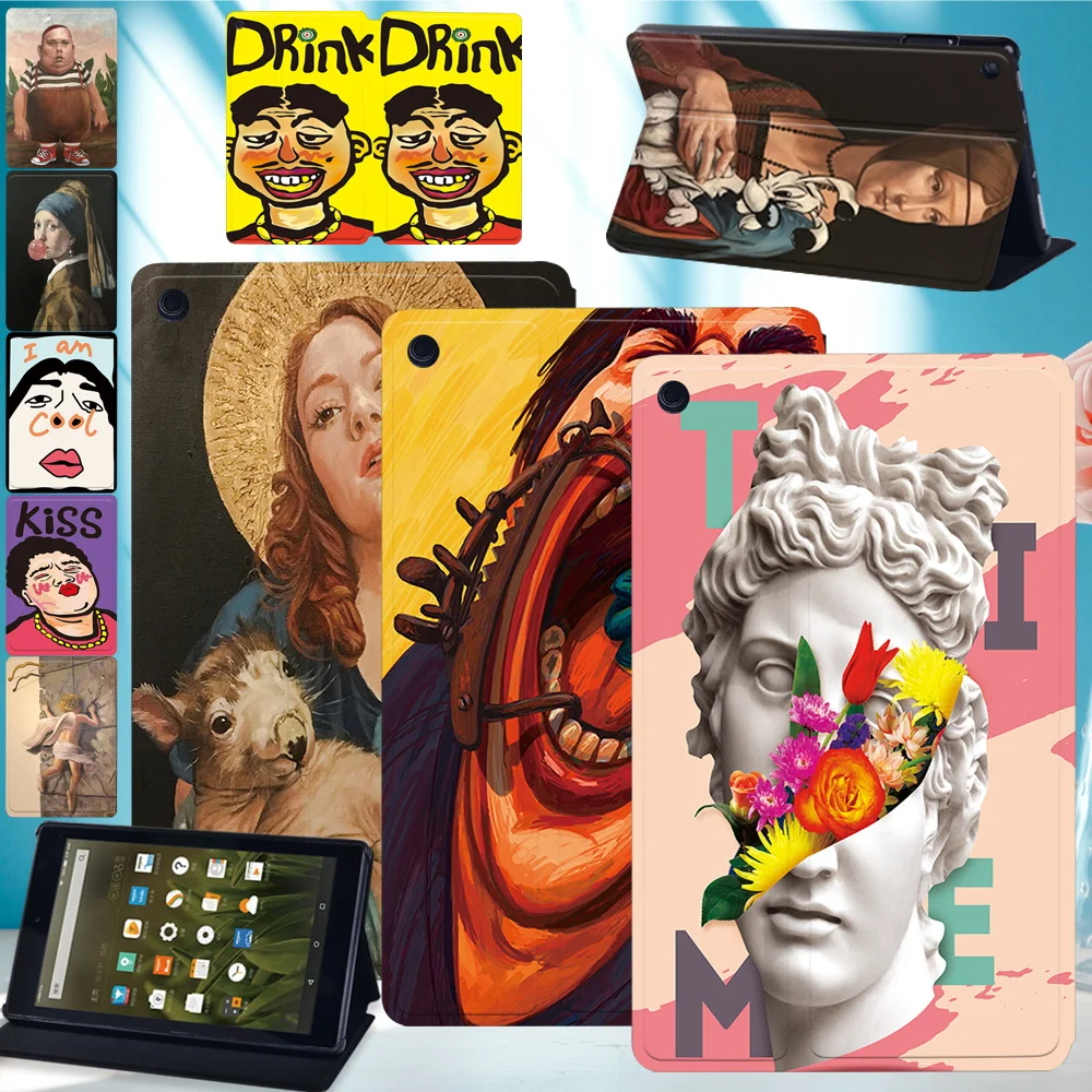 Tablet Funda Case for Amazon Fire HD 8 Plus 2020/Fire 7/HD 8(7th 8th 10th)/HD 10(5th 7th 9th)Funny Painting Leather Stand Cover 
Tablet Funda Case for Amazon Fire HD 8 Plus 2020/Fire 7/HD 8(7th 8th 10th)/HD 10(5th 7th 9th)Funny Painting Leather Stand Cover
