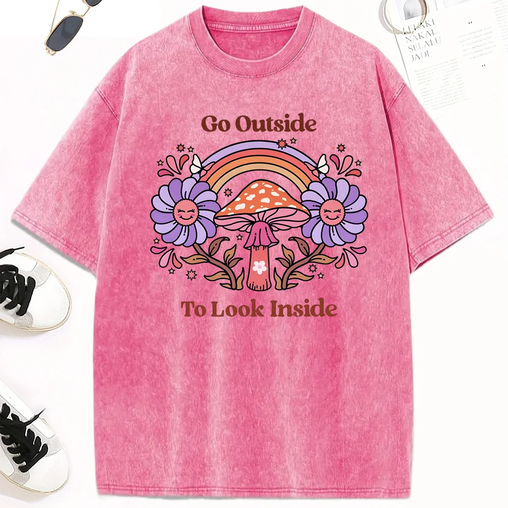 Go Outside To Look Inside Happy Flower Mushroom Printing Washed T-Shirt Women Cotton Casual T Shirt Crewneck Summer Clothes
Go Outside To Look Inside Happy Flower Mushroom Printing Washed T-Shirt Women Cotton Casual T Shirt Crewneck Summer Clothes